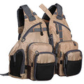 Waxaya Lightweight Fly Fishing Vest with Multi Pockets Adjustable Size Mesh Fishing Backpack for Men and Women - color: Khaki