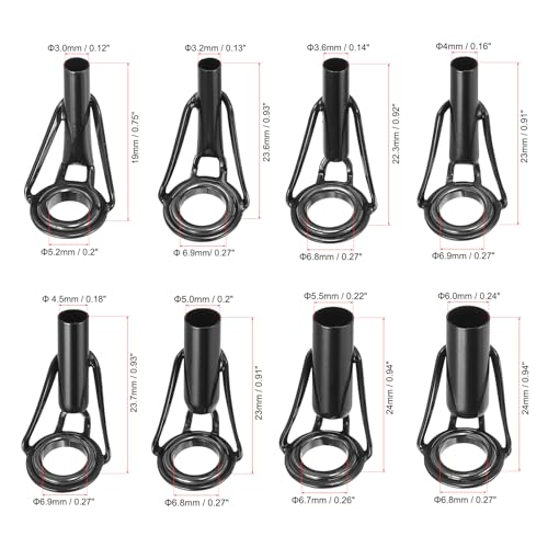 PATIKIL Fishing Rod Tip Repair Kit Stainless Steel Ring Guide for Saltwater Freshwater Fishing - color: Black,Black