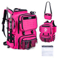 Goture Fishing Backpack, 900D Water-Resistant Tackle Backpack with Rod Holders, 58L Large Storage Gear Fishing Tackle Bag with Detachable Crossbody Bag,8 Lure Pockets,Bottle Holder for Camping Hiking - color: Pink