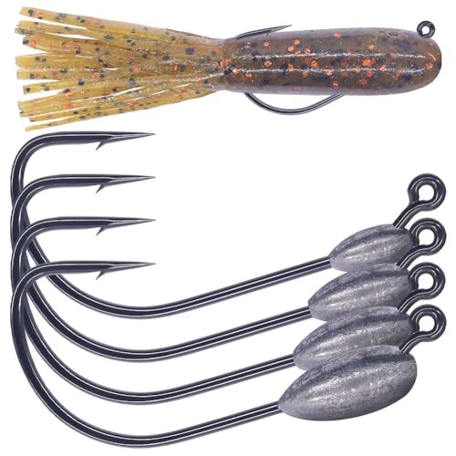 XFISHMAN-Tube-Jig-Heads-for-Bass-Fishing-Tube-Bait-Hooks 1/16oz 1/8oz 3/16oz 1/4oz (12-Pack) - color: 3/0 Hooks, size: 1/4oz(12-Pack)