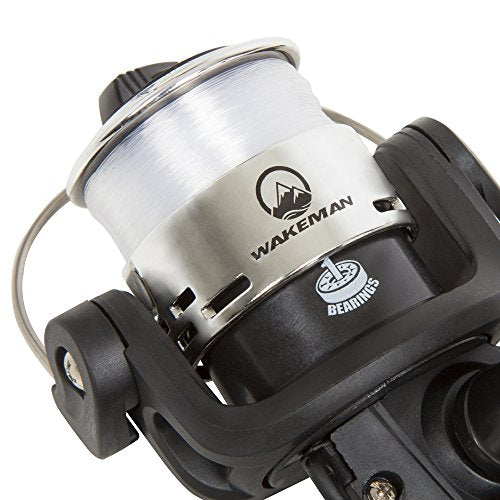 Wakeman Fiberglass Fishing Rod and Reel Combo – 2-Piece 65-Inch Medium Action Spinning Rod Set for Lake Fishing - color: Black