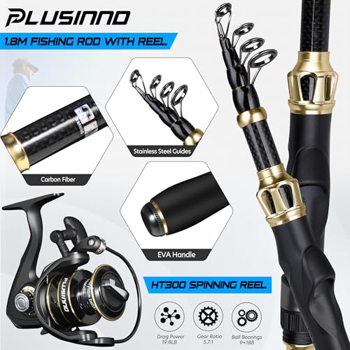 PLUSINNO Fishing Gear,Full Fishing Pole kit Include Fishing Rod and Reel Combo, Tackle Box with Fishing Lures, Fishing Accessories, Fishing Pliers,Fishing Gifts for Men with Fishing Tool Kit - style: Blue Fishing Combo With Fishing Net
