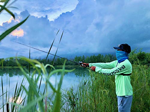 BASSDASH Fishing T Shirts for Men UV Sun Protection UPF 50+ Long Sleeve Tee T-Shirt - color: Apple Green/Dark Grey Logo, size: Small