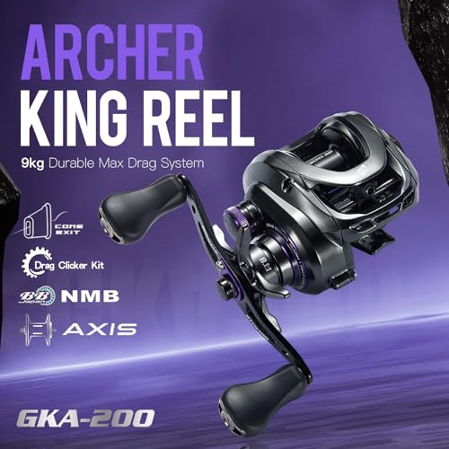GKA200 Baitcasting Fishing Reel - 7.1:1/8.1:1 High-Speed Gear Ratio, 20LB Carbon Drag, 30Levels Magnet Braking System, Low Profile Design with Dual spools for Freshwater/Saltwater Fishing - color: 8.1 Purple Right Hand Single Standard