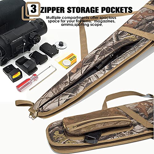 RAVOINCC Rifle Case Soft Shotgun Cases - Water Resistant Gun Carry Bag for Scoped Rifles with 3 Accessory Pockets Adjustable Shoulder Strap Available Length in 46 52 Inch - color: Camo, size: 46inch