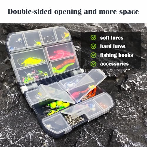 2PC-Aventik Fishing Tackle Box Utility Boxes Plastic Case Storage Organizer Box Fishing Tackle Storage (HOOK BOX-0701B) - style: HOOK BOX-0701B