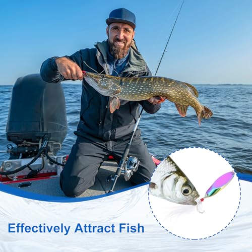 PATIKIL Fishing Spoons, Fishing Lures Casting Spoon Treble Hooks Jigs Hard Metal Spinner Baits - color: Multicolor, size: 1/2 oz