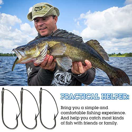 Sumind Weedless Wacky Rig Hooks Bass Carbon Steel Fishing Hooks for Wacky Rigging Worm Lure Baits - size: 3/0