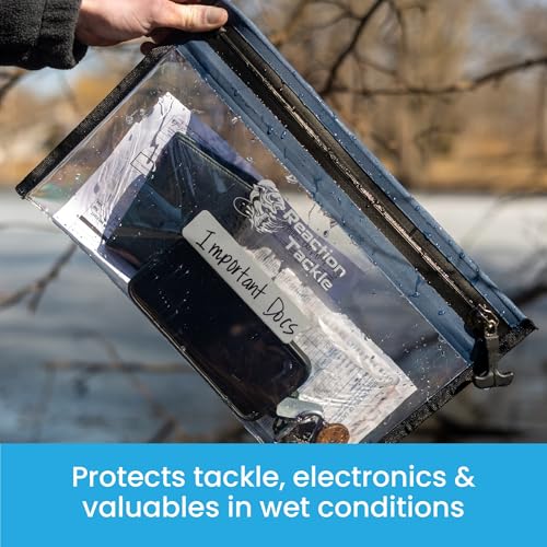 Reaction Tackle Waterproof Clear Tackle Bags, Dive Rated Zipper Submersion Proof Storage for Soft Plastics and Lures, Gusseted and Flat for Boats and Kayaks, 16x12 in, 2-Pack - size: 16x12 in, 2-Pack