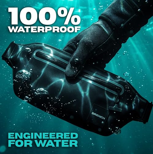 Drench 2-Pack 100% Waterproof Fanny Pack – IPX8 Submersible Dry Bag Waist Pouch & Waterproof Phone Case for Swimming, Boating, Kayaking, SUP & Snorkeling – Underwater Floating Belt Bag Set, Black - color: Black 2 Pack