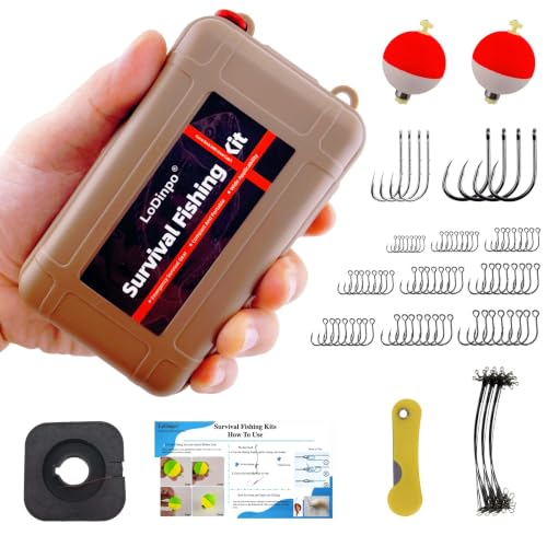 Mini Survival Fishing Kit Small Emergency Fishing TackleBox Pocket Outdoor Fishing Set Travel Party Fishing shoebox Surf Survivalist Fishing Accessories Pack Fishing Gear Gifts for Starter Men - color: Desert Sand