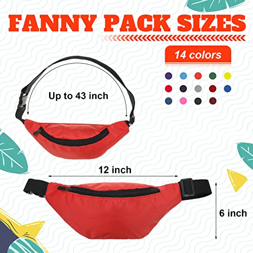 14 Pcs Neon Fanny Bag 80s Party Waist Bags Adjustable Neon Fanny Pack Oxford Cloth Workout Traveling Running Waist Bags with Zippered for Outdoor Rave Party Women Men,14 Colors (Retro Colors) - color: Retro Colors