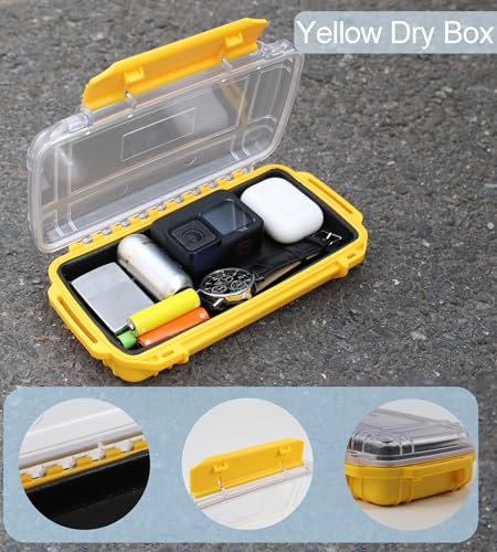 Dry Box Waterproof Box for Kayaking Boat Waterproof Phone Case Watertight Storage Container Diving Dry Boxes Yellow Protective Case, 9" L x 5" W x 2" H