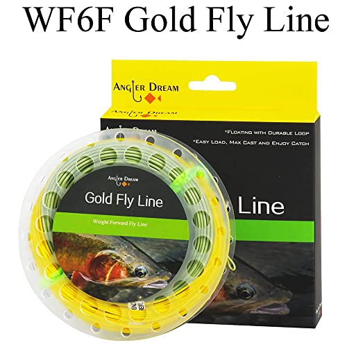 Gold Fly Line 90FT Weight Forward Floating 2 3 4 5 6 7 8 9WT Fly Fishing Line - color: MOSS GREEN + FLUO YELLOW, size: WF6F-100FT