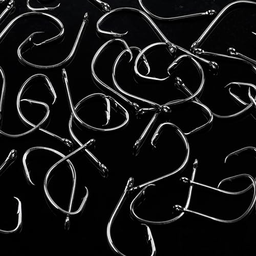 Circle Hooks Saltwater,100pcs Catfish Hooks Offset Circle Octopus Fishing Hooks High Carbon Steel 2X Strong Barbed Fishhooks for Bass Trout Freshwater Saltwater - size: 100pcs-3/0