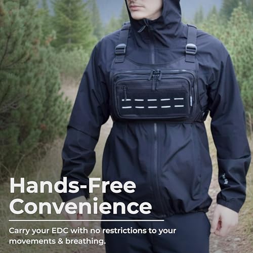 CCW Chest Pack for Men & Women, Adjustable Chest Pack for Running, Hiking, Cycling & Travel, Front Storage Bag with Secure Zip Pockets for Workouts, Walking, Travel & Everyday Carry Daily
