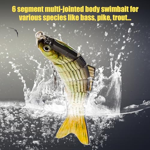 Multi Jointed Swimbait Saltwater Fishing Lures with Sharp Treble Hooks, Bass Fishing Lures Walleye Trout, Lifelike Slow Sinking Fish Bait Lures Kit Freshwater - color: 3 Colors