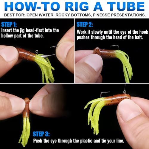 Tube Jig Heads for Crappie, Panfish, and Bass Fishing - 24 Pack - size: 1/64 oz