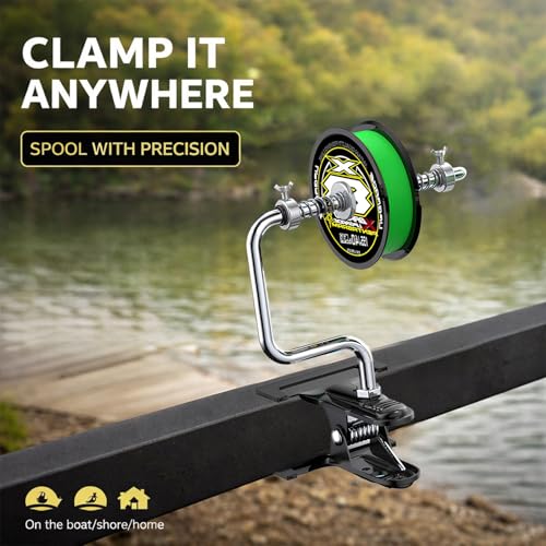 Fishing Line Spooler, Portable Reel Spooling Station for Spinning & Baitcasting Reels, Adjustable Winder Fits Multiple Spool Sizes, Tangle-Free Fishing Essentials