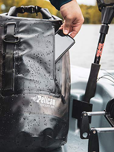 Pelican ExoDry 30L Large Drybag - Waterproof - Backpack-Type Shoulder Straps - Thick & Lightweight - Roll Top Compression - Keeps Gear Dry for Kayaking, Rafting and Fishing - Black - size: 30L