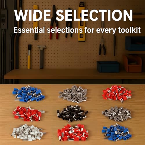 5 Sizes Wire Ferrule Kit Insulated Ferrule Connectors Crimp Wire Terminal Pin Cord End AWG(10 8 6 4 2) Gauge - style: 10-2AWG 60P