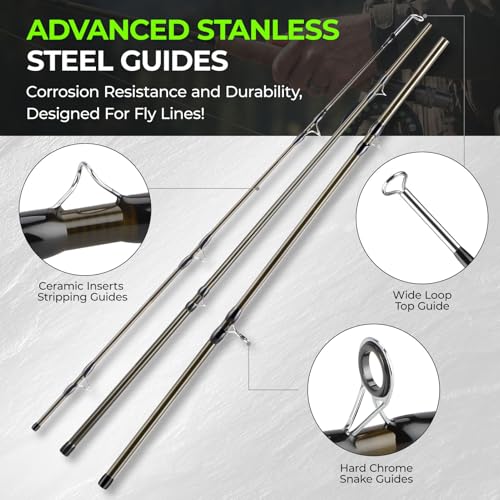 TOPFORT Fly Fishing Rod and Reel Combo, 4-Piece Fly Rod Kit with Complete Fly Fishing Gear: Fly Rod, Pre-Spooled Fly Fishing Reel, Fishing Flies, Leader, Forceps, Nipper and Carrying Case - color: 3/4# 2.43m 8FT Fly Fishing Rod and Reel Combo