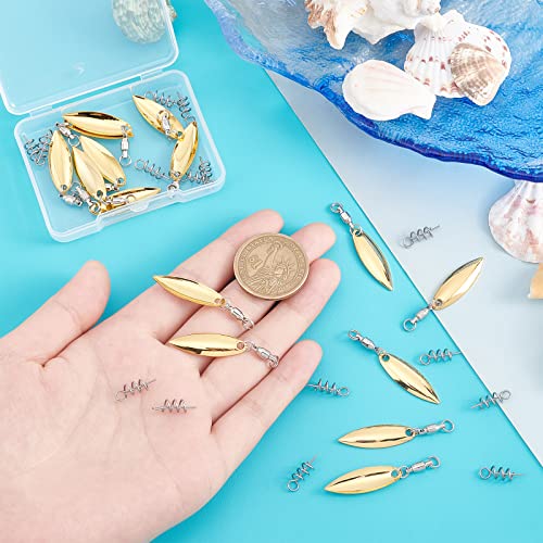 SUPERFINDINGS 15Pcs Fishing Lures Willow or Colorado Blade Spinner Blades Bearing Swivels Tail Spinner Spinnerbait Lure Making Supplies Bass Lures - color: Golden