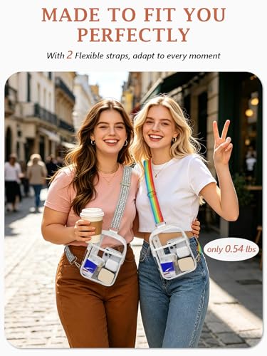 3 Pockets Clear Bag for Stadium Events with 2 Long Straps Sling Backpack Fanny Pack Concert Crossbody Purses for Women - color: 1# White-a, style: Style 1