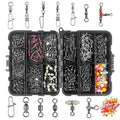Fishing Swivels Kit - Ball Bearing Swivel, Rolling Barrel Swivel, Crossline Three Way Swivel, Duo Lock Snap, High Strength Fishing Line Connector for Bass Trout Saltwater Freshwater - color: 170PCS