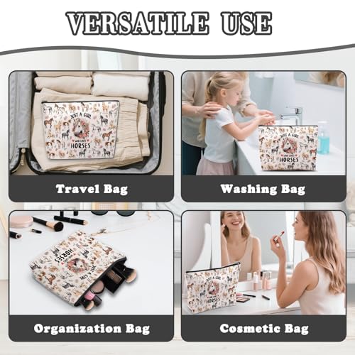 Horse Makeup Bag, Horse Gifts For Women, Horses Makeup Pouch, Horses Travel Toiletry Bag With Zipper, Birthday Anniversary Christmas Gifts For Mom Sister, Travel Toiletry Bag - color: Horse