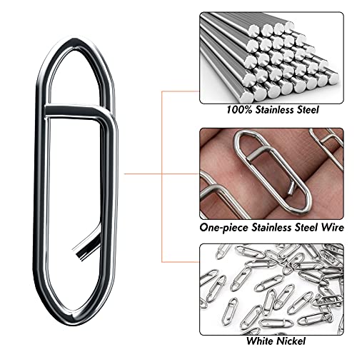 Dr.Fish Fishing Speed Clips Power Quick Clips for Fishing Lures Quick Change Stainless Steel Lure Snaps Saltwater Freshwater Crankbait Tackle Snaps - color: L-150LB-1", size: 40 Pack
