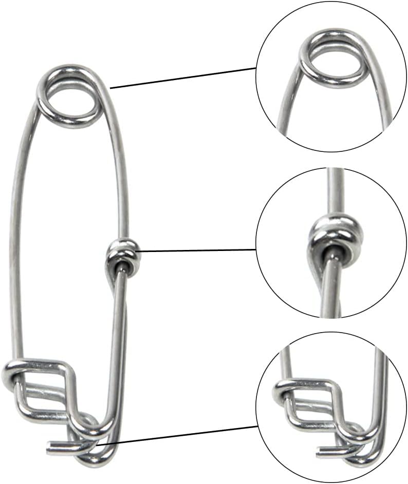 Longline Fishing Snap Clips 6PCS Stainless Steel Strong Long Line Clips Branch Hanger Floatline Tuna Clips Fishing Tackle Connector 4in 5in 6in - size: 6inch-6pcs