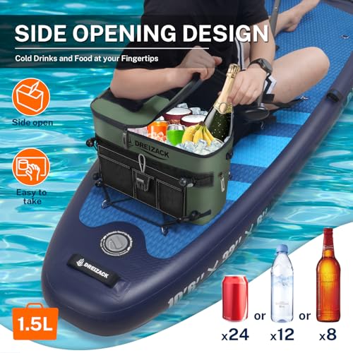 Dreizack Kayak Cooler Behind Seat, Waterproof Cooler for Kayaking,Paddle Board Cooler Compatible with Lawn-Chair Seat Kayak Accessories Cooler Bag Kayak Cooler Tow Behind for Camping Fishing - color: Green