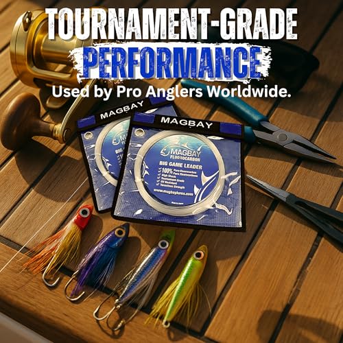 MagBay Lures 100% Pure Fluorocarbon Leader Line - Saltwater & Freshwater Invisible Fluorocarbon Fishing Leader Line, Strong Performance 150, 130, 100, 80, 60 & 40 lbs 33 Yard - size: 100lbs