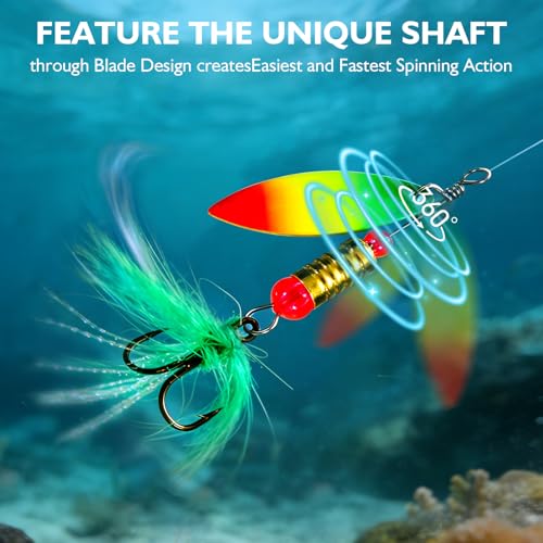 FONMANG Fishing Lure Spinner baits for Freshwater and Saltwater,2026 New Bass Trout Fishing Lures Also for Crappie Salmon Walleye Pike - color: A-12Pcs Spinners