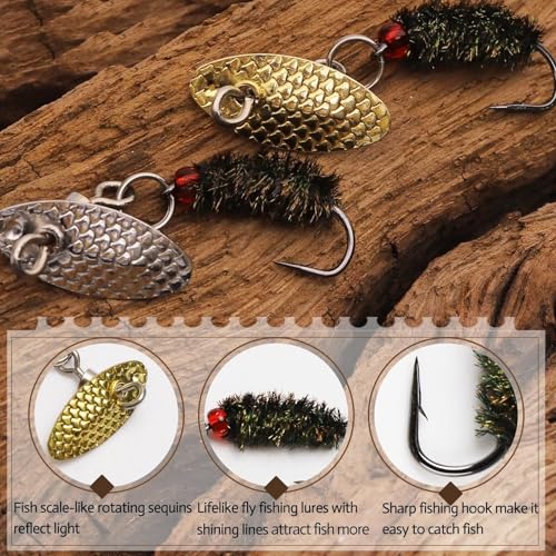 Dovesun Fly Fishing Lures Fly Fishing Flies Wet Fishing Flies Fishing Lures Fishing Spinner for Bass Sunfish Pike Trout 5PCS/10PCS - color: Flies-10pcs, size: Hook Size 14#