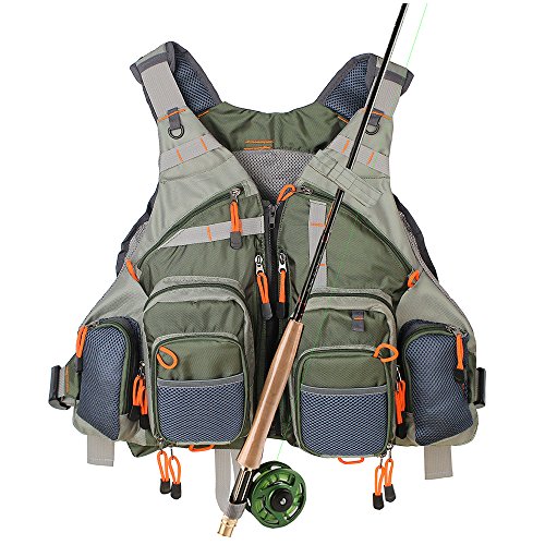 Kylebooker Fly Fishing Vest Pack Adjustable for Men and Women - color: Army Green