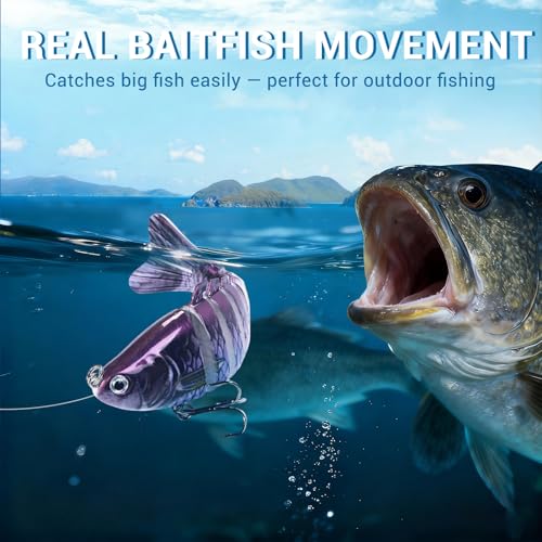 Keenjorika Fishing Lures Multi Jointed Fish Fishing Kits, Slow-Sinking Lifelike Segmented Swimbait Crankbaits, Realistic Swimming Action for Bass, Trout, Pike & Walleye, Freshwater and Saltwater - color: 5 Pack-Style 2