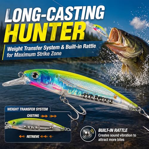 PLUSINNO Fishing Lures Kit Tackle Box, Premium Fishing Bait Set for Bass, Trout, Crappie, Walleye, Fishing Gear Accessories Kit for Freshwater & Saltwater, Fishing Gifts for Men