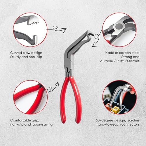 Automotive Electrical Disconnect Pliers Kit, Upgraded High-Carbon Steel Connector Release Tool Set with Straight & Angled Pliers and Terminal Removal Tool for Car Wiring Harness Repair - size: 3SET
