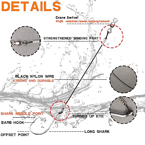 Circle Hooks Rigs,Steel Catfish Hook Rig,Octopus Fishing Hook with Leader,Fishing Circle Hook Wire for Saltwater Freshwater - size: 2/0-28pcs