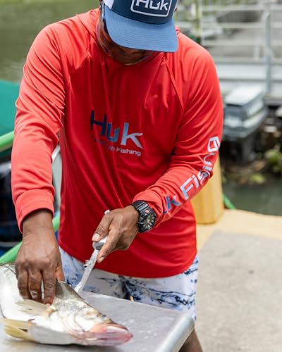 HUK Men's Pursuit Vented Long Sleeve Fishing Shirt (+30 UPF) - color: Black 2.0, size: Small