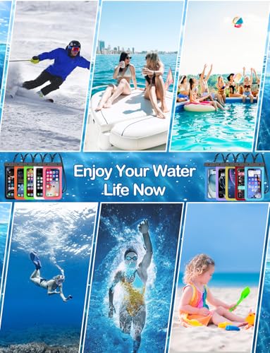 [Fits Up to 8.5"] 6 Pack Multicolor Waterproof Phone Pouch, Cell Phone Case Dry Bag,Protection Level: IP68,Beach Cruise for iPhone,Samsung,and More,Lanyard Included,Black,Blue,Pink,Orange,Yellow,Green - color: Multicolor 6A,Black,Blue,Pink,Orange,Yellow,G