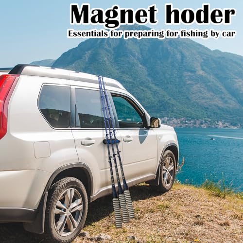 Seenelling 2 Pcs Magnetic Fishing Rod Holder for Car Fishing Pole Rack Vertical Rod Storage Holders for Truck Bed Boat Wall Garage Door - color: Blue, size: 3 Rods