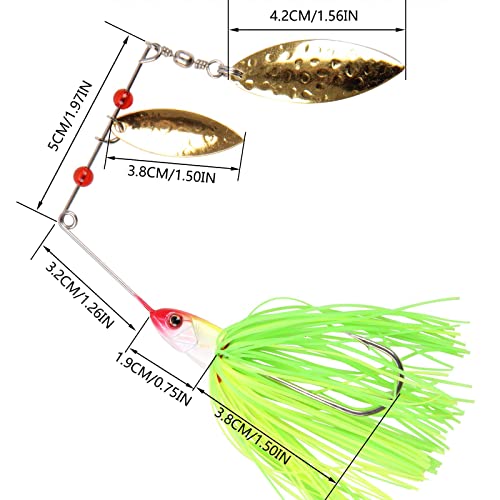 Fishing Lures Spinner Baits 6pcs Skirt Jigs Bass Lures Spinnerbaits Kit | Multicolor Blade Buzzbaits Spinner Bait Lures for Bass Trout Pike Salmon Walleye Freshwater Saltwater Fishing