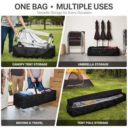 42 x 15 x 15 Inch, 154 L Extra Large Duffle Bag Camping Tent Storage Bag Heavy Duty Waterproof Sports Equipment Carrying Case for Tent Pole Travel Canopy Hammock Tripod Fishing Outdoor Moving - color: Black, size: 42 x 15 x 15 Inch, 154 L