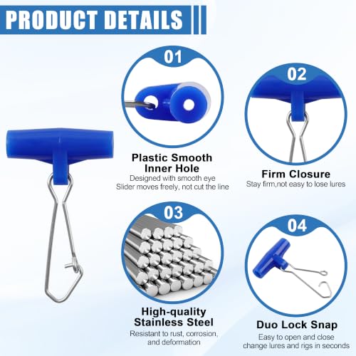 Fishing Line Sinker Slides- 30pcs Stainless Steel Braid Line Sinker Slider with Duo-Lock Snap High-Strength Line Weight Connectors for Saltwater Surf Fishing Rigs Catfishing - style: 5 Colors Mixed-30pcs