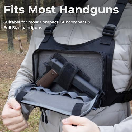 CCW Chest Pack for Men & Women, Adjustable Chest Pack for Running, Hiking, Cycling & Travel, Front Storage Bag with Secure Zip Pockets for Workouts, Walking, Travel & Everyday Carry Daily