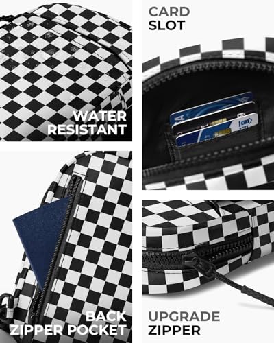 CHOLISS Small Sling Bag for Women and Men, Crossbody Bags Trendy Fanny Packs Chest Bag with Extended Strap - color: A14 Black Checkerboard