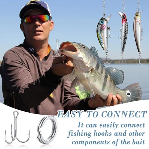 Skylety 200 Pcs Fishing Stainless Steel Split Rings, 50 Treble Hooks, Lure Tackle Connector Fishing Pliers, Fish Lanyard and 876 Lure Eyes for Tackle Fish - color: Blue